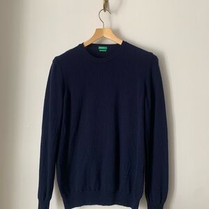United Colors Of Benetton Navy Crewneck Sweater 100% Virgin Lana